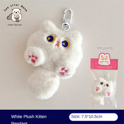 Plush Cat Bag Charm – Cute Cartoon Backpack Pendant