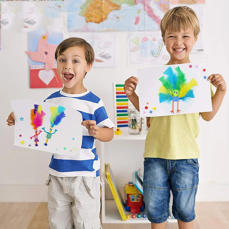 Kids Craft Supplies Kit – DIY Pipe Cleaners, Pom Poms & Stickers