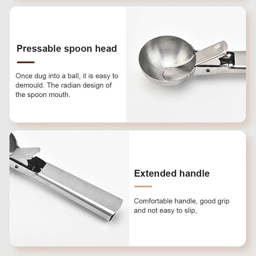 Stainless Steel Ice Cream Scoop – Dual-Purpose Fruit Scooper
