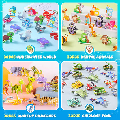 30-Piece 3D Puzzles for Kids with Animal and Vehicle Themes