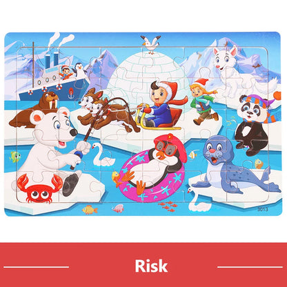 Wooden Puzzle Toys 30-Piece Animal Jigsaw Puzzle for Kids
