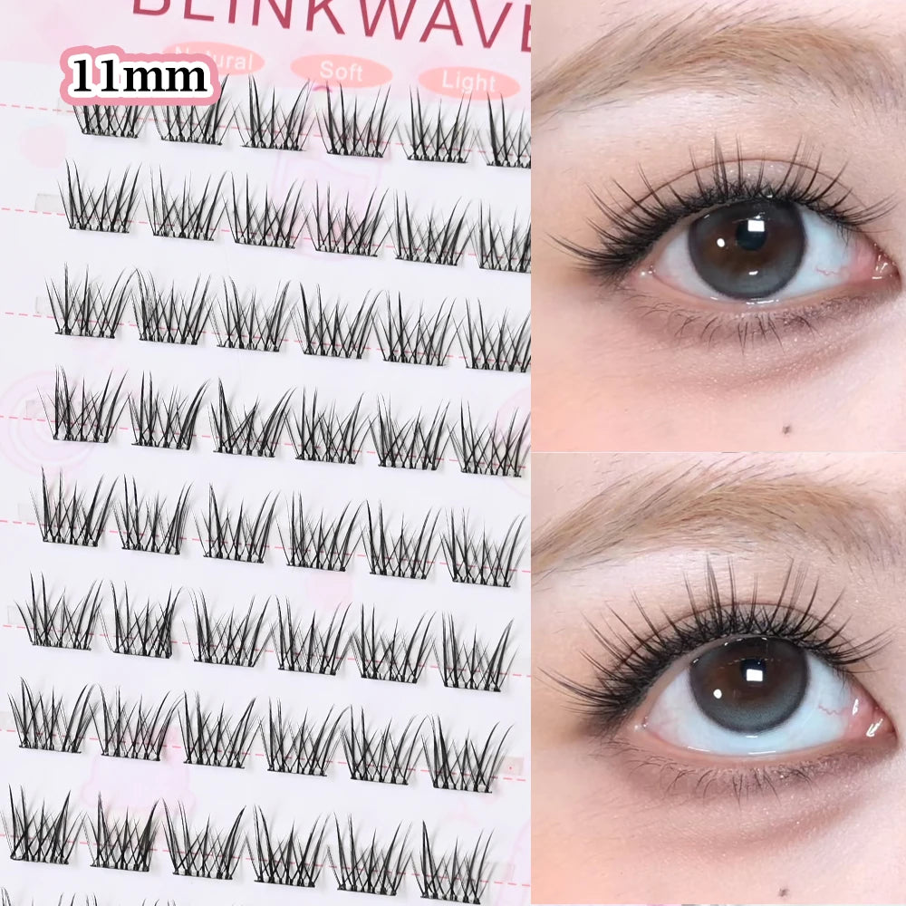 No Glue Needed Idol False Eyelashes Large Capacity 7-9mm Self Adhesive Eyelashes tweezers DIY Lash Extension Cluster Lashes