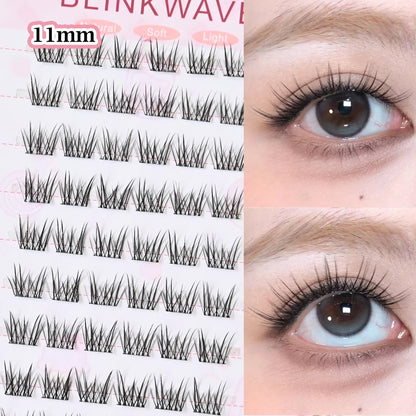 No Glue Needed Idol False Eyelashes Large Capacity 7-9mm Self Adhesive Eyelashes tweezers DIY Lash Extension Cluster Lashes
