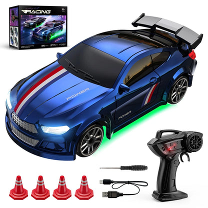 1:64 Mini RC Drift Car with 4WD, LED Lights and USB-C Charging
