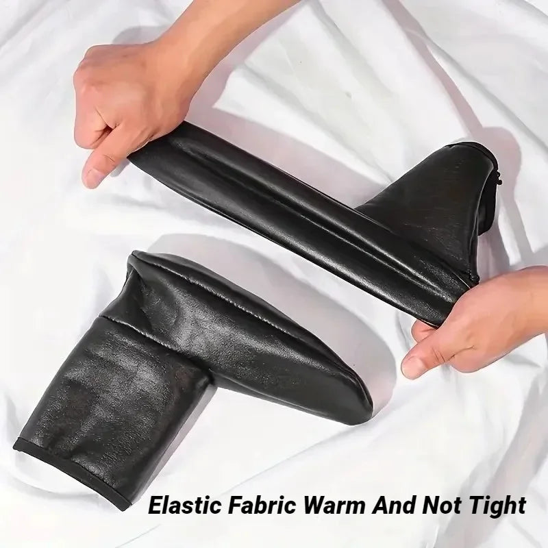 1 pair Men's and Women's Medium Waist Velvet Thick Adult Warm Foot Socks High Indoor Leather Waterproof Room Socks