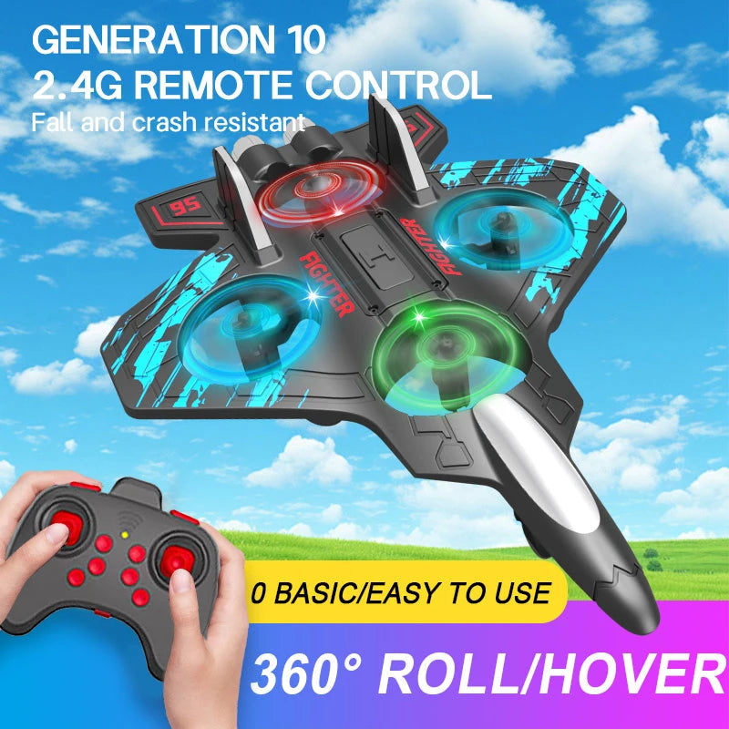 2.4G RC Foam Fighter Airplane with LED Lights and 360° Stunts