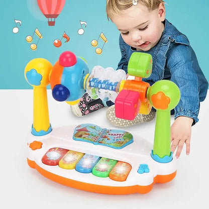 Baby Piano Toy with Rotating Music, Lights and Sounds for Toddlers