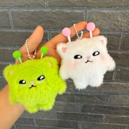 Cute Alien Cat Plush Keychain Set – 2-Piece Kawaii Cat Pendant