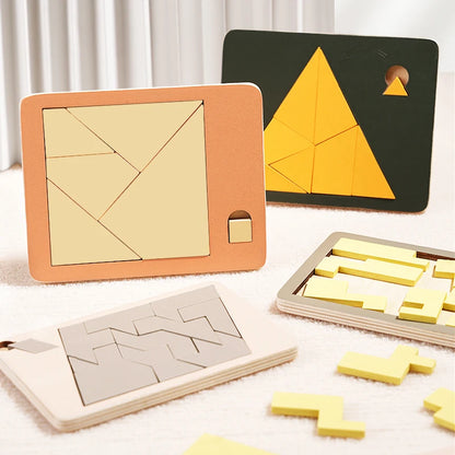 Wooden Brain Teaser Puzzle – Geometric IQ Challenge for Kids & Adults
