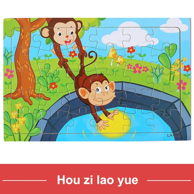 Wooden Puzzle Toys 30-Piece Animal Jigsaw Puzzle for Kids