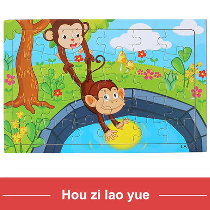 Wooden Puzzle Toys 30-Piece Animal Jigsaw Puzzle for Kids