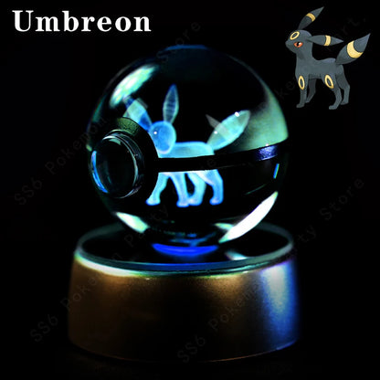 3D Crystal Ball Night Light – LED Glass Lamp with Colorful Base