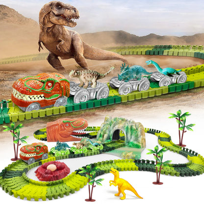 Dinosaur Race Track Toy Set – Flexible Track and Racing Car