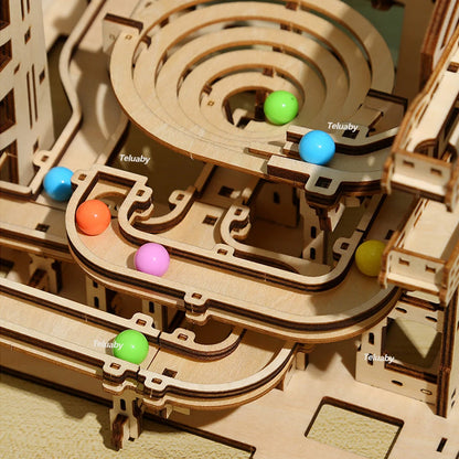 3D Wooden Marble Run – DIY Mechanical Puzzle Building Kit