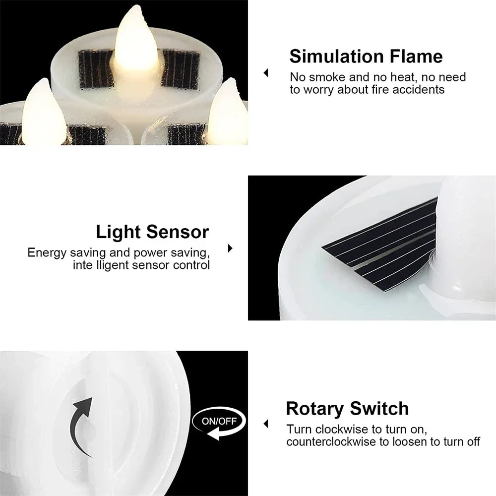 Solar Tea Light Candles – Waterproof Flameless LED Lights