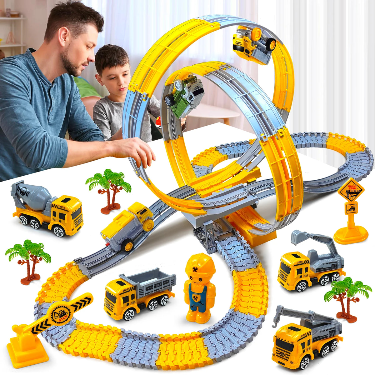 Dinosaur Race Track Toy Set – Flexible Track with Mini Car
