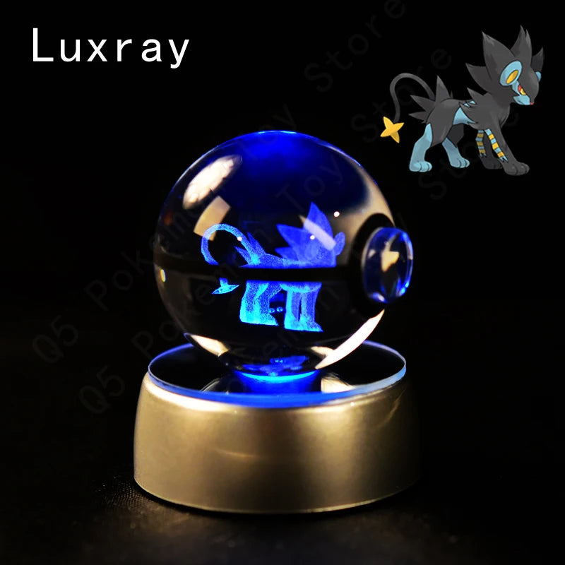 3D Crystal Ball Night Light – LED Glass Lamp with Colorful Base
