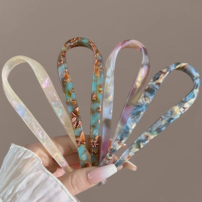 U-Shaped Hair Sticks Acetate Acrylic Hair Fork Hair Clips Fashion Bow Hairpin Geometric Headwear Women Girls Hair Accessories