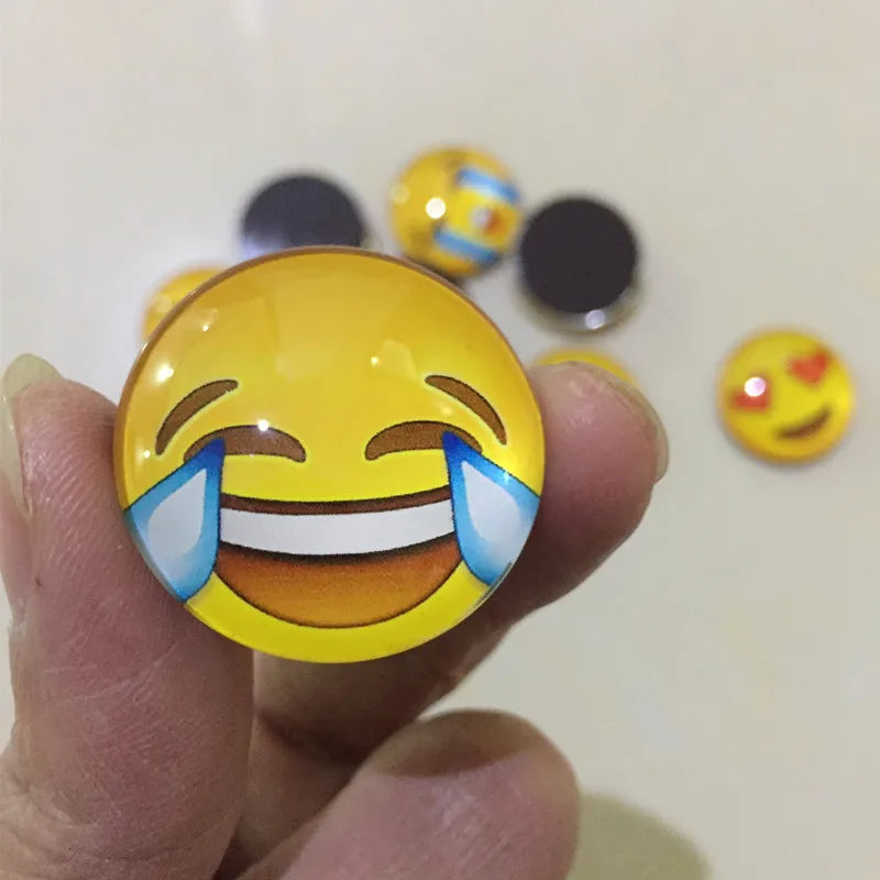 Smile Face Fridge Magnets – 12-Piece Round Decorative Set