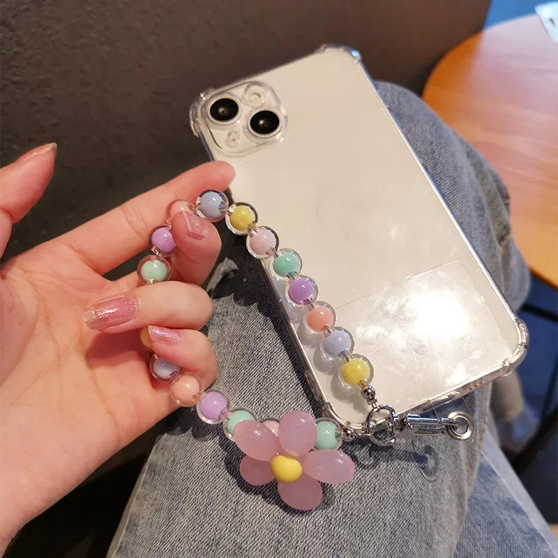 Phone Wrist Lanyard, Colorful Beaded Mobile Phone Strap