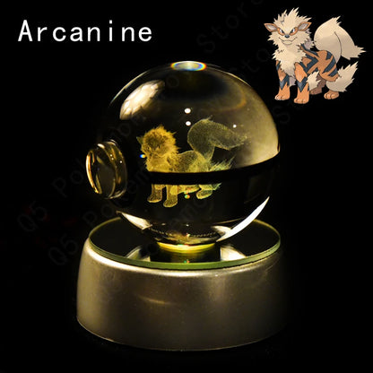 3D Crystal Ball Night Light – LED Glass Lamp with Colorful Base