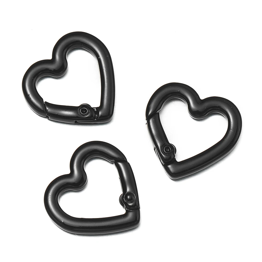 Heart Carabiner Clips, Metal Spring Clasp Keychain Hooks 5pcs