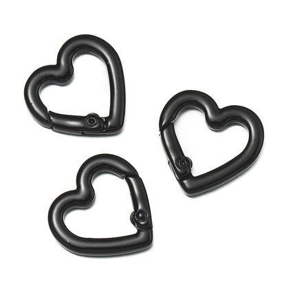 Heart Carabiner Clips, Metal Spring Clasp Keychain Hooks 5pcs