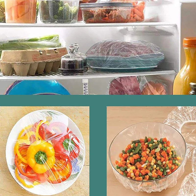 Disposable Food Cover Elastic Plastic Wrap Food Grade Food Lids Shoe Cover Shower Headgear Bowls Caps Food Fresh Saver Bag Dust