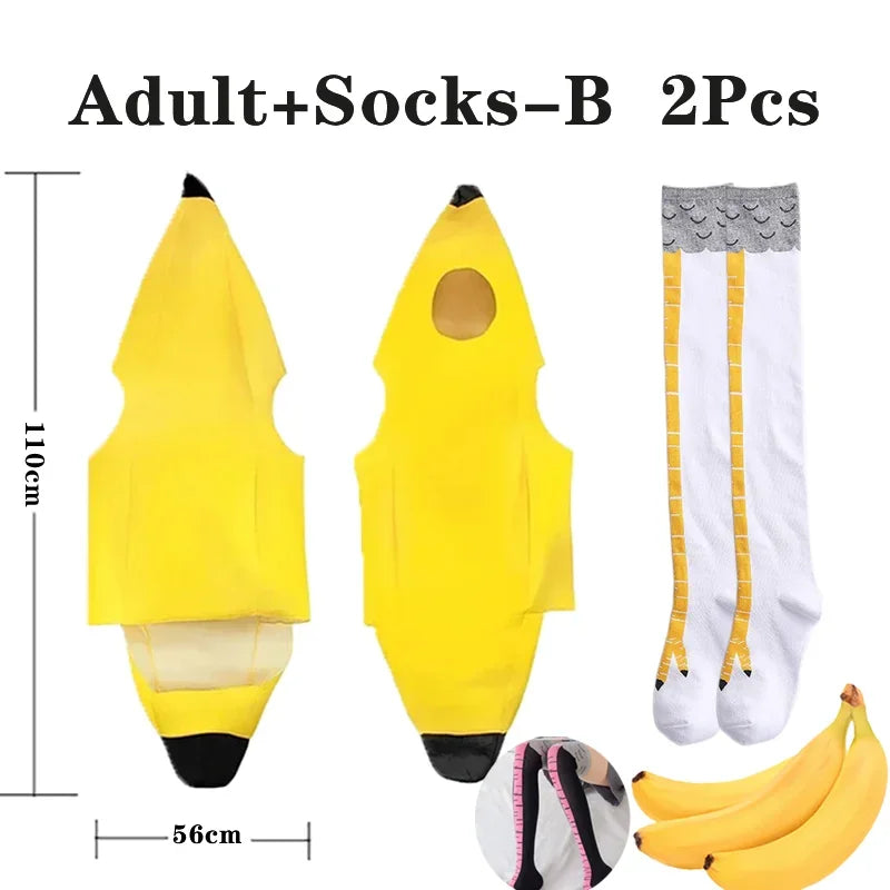 Child/Adult Banana Cosplay Halloween Christmas  Costumes Performance Costume Fruit Banana Costume Performance  Costume