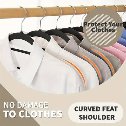 10/20/50 Pack Premium Anti-Slip Velvet Garment Hangers, Soft Flocked Non-Scratch Clothes Hangers with 360° Swivel Hooks, Heavy Duty Sturdy Coat Hangers, Slim Compact Hangers to Save Closet Storage Space