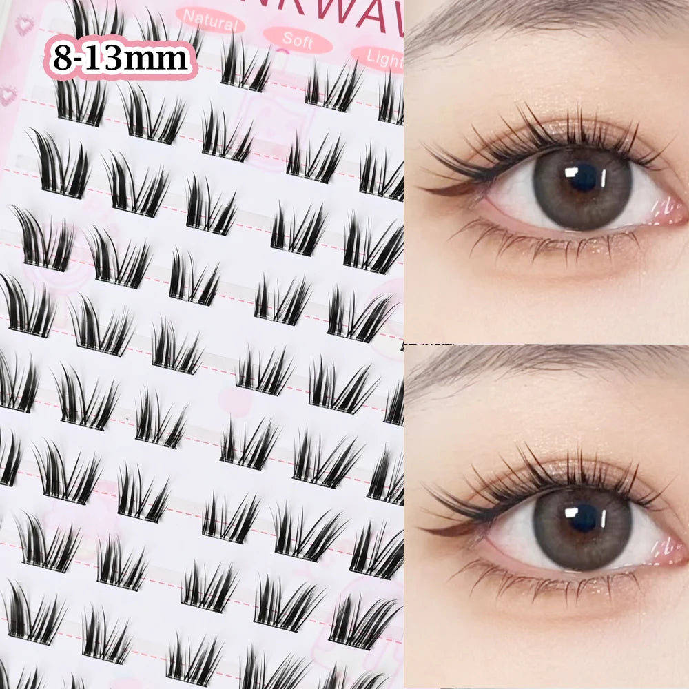 No Glue Needed Idol False Eyelashes Large Capacity 7-9mm Self Adhesive Eyelashes tweezers DIY Lash Extension Cluster Lashes