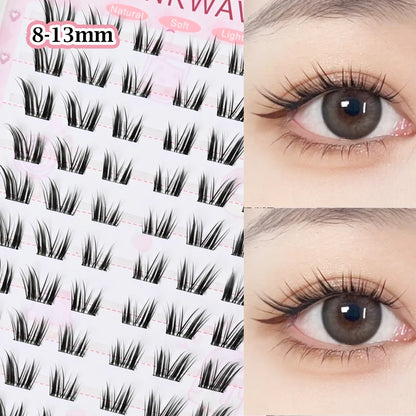 No Glue Needed Idol False Eyelashes Large Capacity 7-9mm Self Adhesive Eyelashes tweezers DIY Lash Extension Cluster Lashes