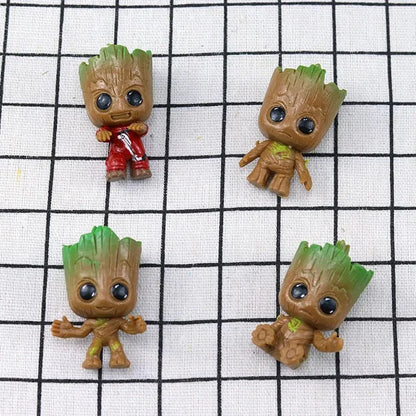 Miniature Tree Character Figurines – Set of 4 Resin Decorations