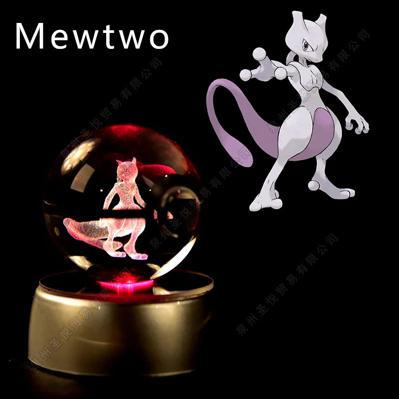 3D Crystal Ball Night Light – LED Glass Lamp with Colorful Base