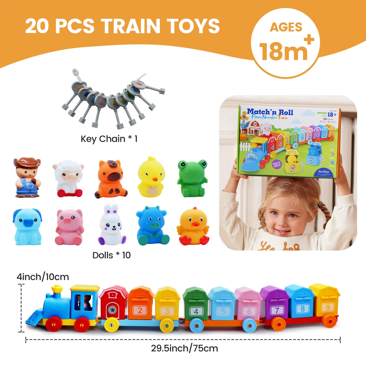 Montessori Farm Train Set – Counting, Matching & Sorting Toy