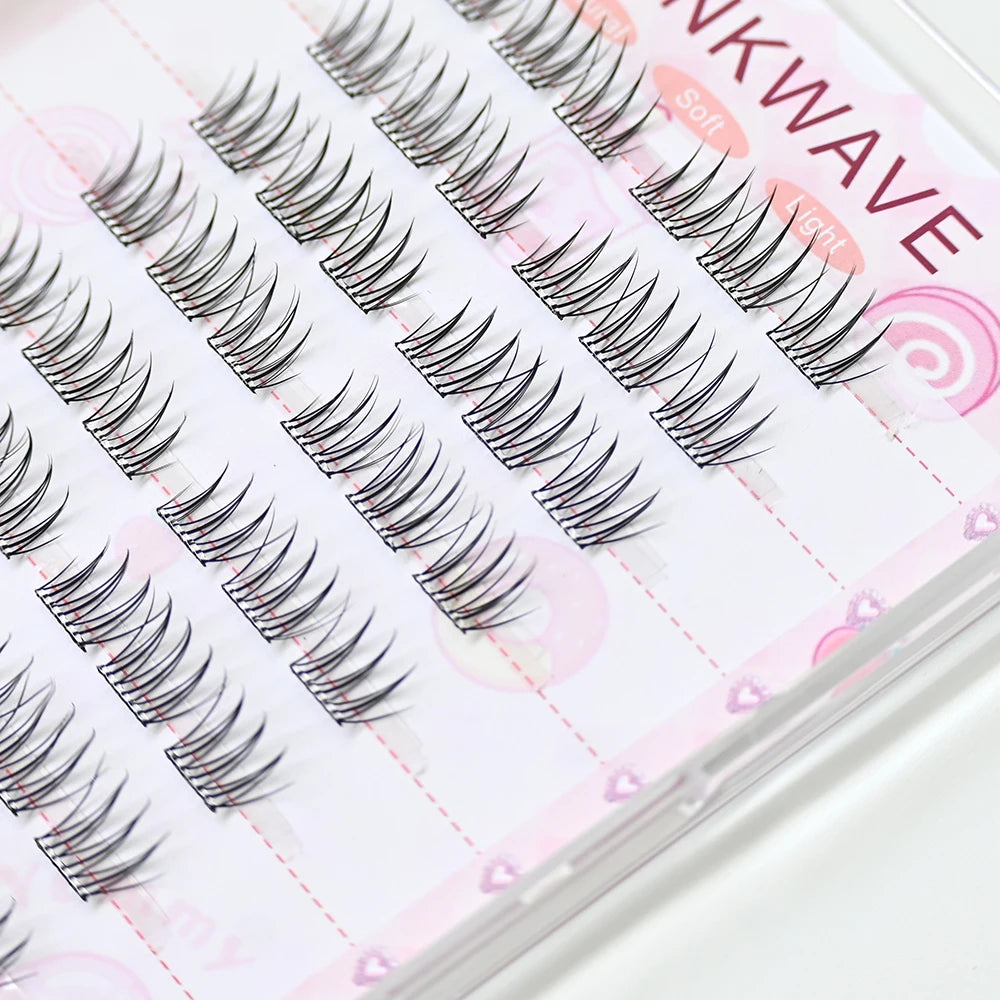 No Glue Needed Idol False Eyelashes Large Capacity 7-9mm Self Adhesive Eyelashes tweezers DIY Lash Extension Cluster Lashes