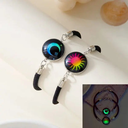 Sun Moon Couple Bracelets, Luminous Matching Rope Bracelets for Couples