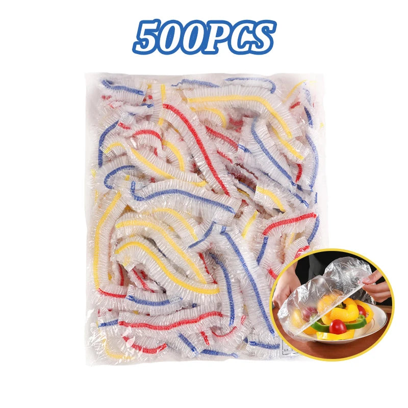 Disposable Food Cover Elastic Plastic Wrap Food Grade Food Lids Shoe Cover Shower Headgear Bowls Caps Food Fresh Saver Bag Dust