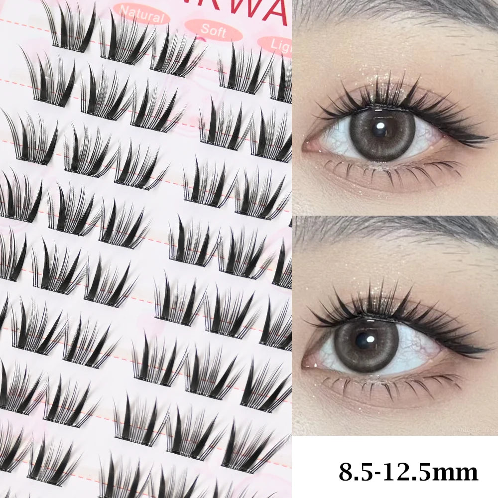 No Glue Needed Idol False Eyelashes Large Capacity 7-9mm Self Adhesive Eyelashes tweezers DIY Lash Extension Cluster Lashes