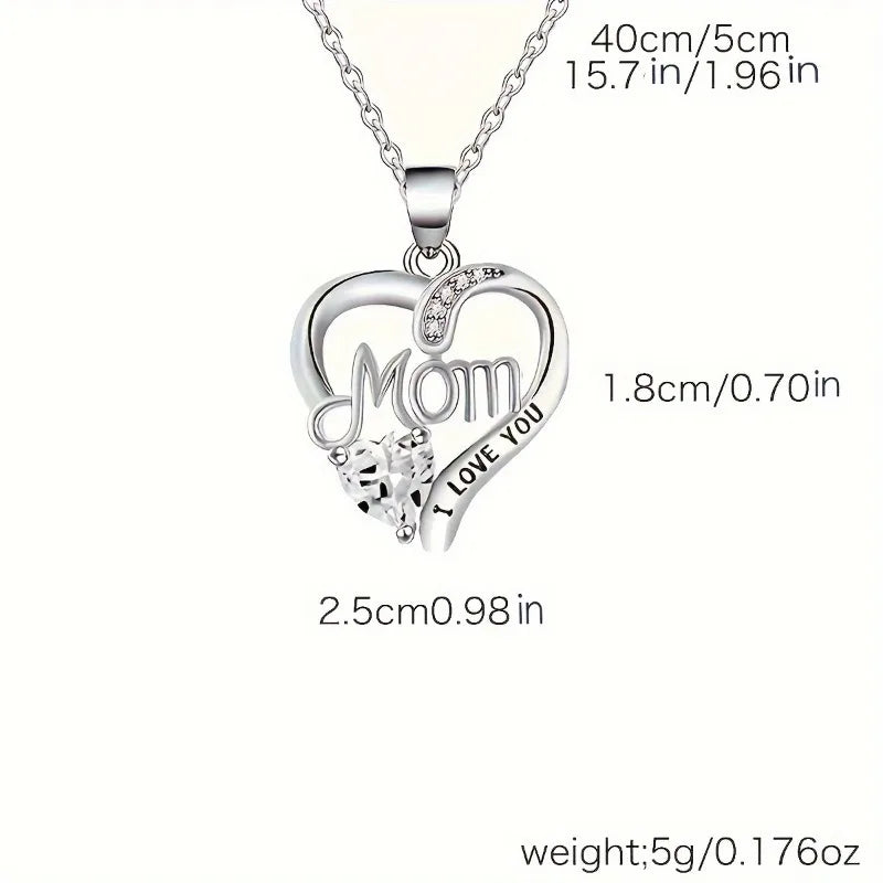 Heart Pendant Necklace, Hollow Heart Rhinestone Jewelry for Women