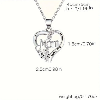Heart Pendant Necklace, Hollow Heart Rhinestone Jewelry for Women