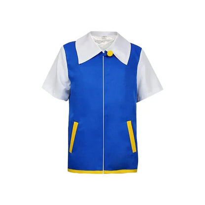 Men Anime Trainer Cosplay Costume Boys Ash Ketchum Adult for Girls Halloween Women Disfraz Party Blue Jacket Cap and Gloves Sets