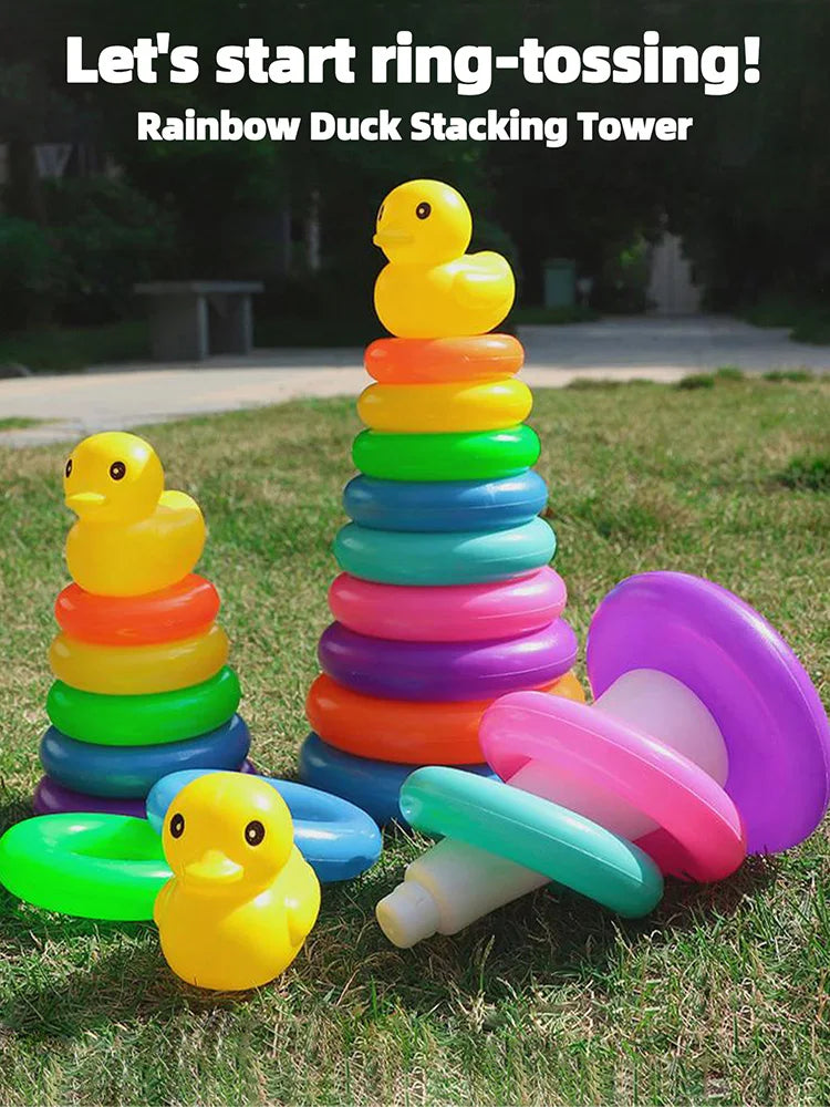 Rainbow Ring Toss Toy Stacking Circle Game for Kids