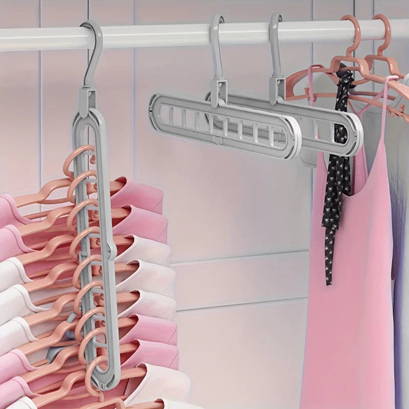 Space Saving Hangers – 3Pcs 9-Hole Foldable Clothes Organizers