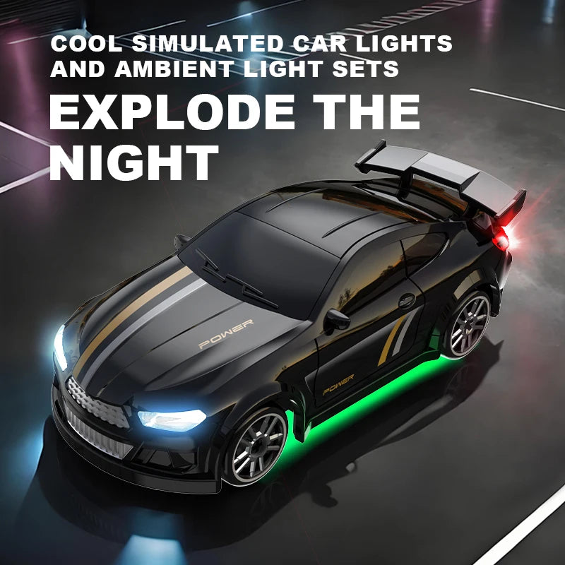 1:64 Mini RC Drift Car with 4WD, LED Lights and USB-C Charging