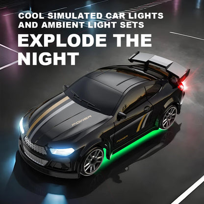 1:64 Mini RC Drift Car with 4WD, LED Lights and USB-C Charging