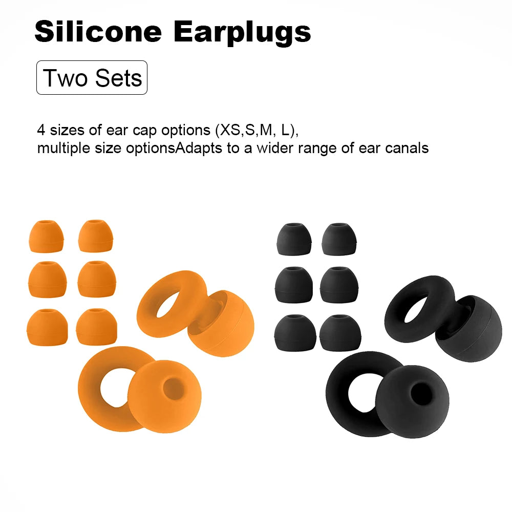 Quiet Ear Plugs for Noise Reduction – Super Soft, Reusable Hearing Protection for Sleep,Swim, Work 8 Ear Tips in XS/S/M/L
