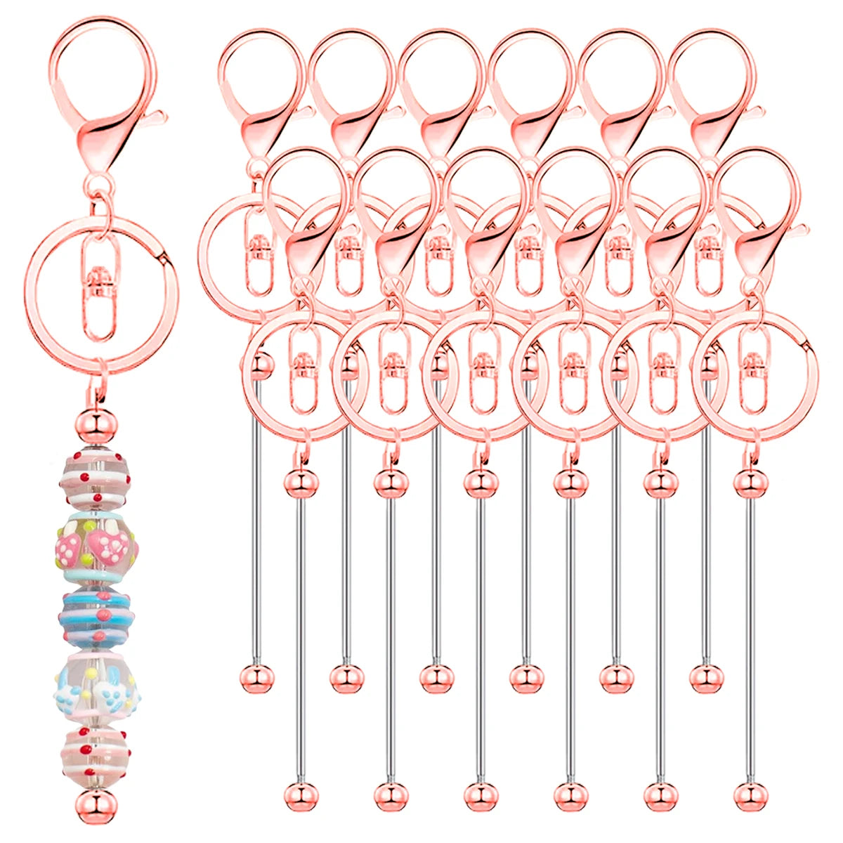 Beadable Keychain Blanks, Metal Keychain Bars for DIY Beading