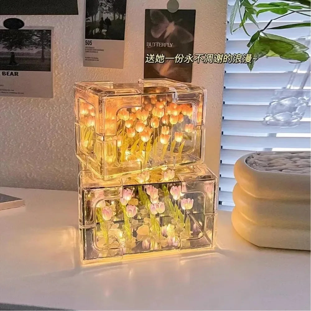 Tulip Night Lamp – DIY 3D Flower Sea Cube Light
