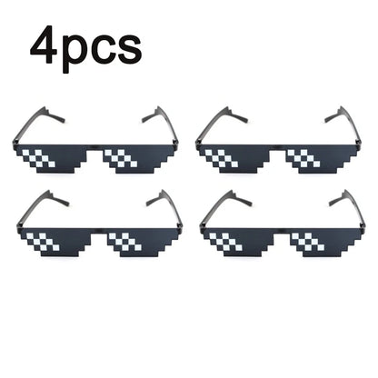 Pixelated Sunglasses – Funny Mosaic Rimless Shades for Parties